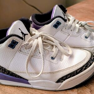 White and Purple Sneakers with Black Accents
